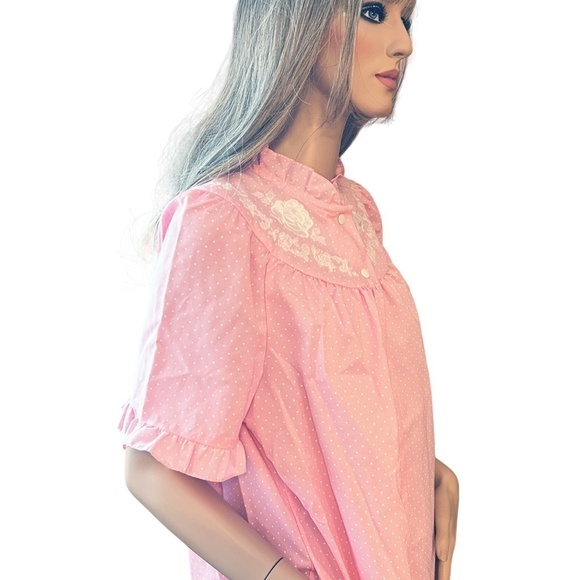Vintage LAZY LIFE House Dress Robe Housecoat Ruffles Snaps Polka-Dot NWOT - Picture 7 of 16